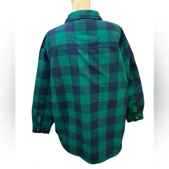 Natural Reflections Shacket Women's 2XL Sherpa Lined Green & Blue Plaid Flannel - Picture 4 of 9